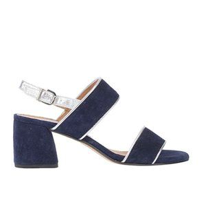 NIB navy suede silver leather sandals 1920s flapper girl sz 6 36